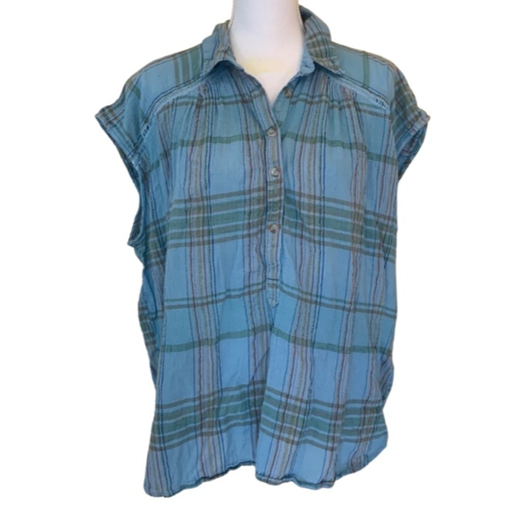 Pilcro Blue Plaid Women's Top